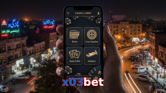 Main screen of X03bet app page for PK players
